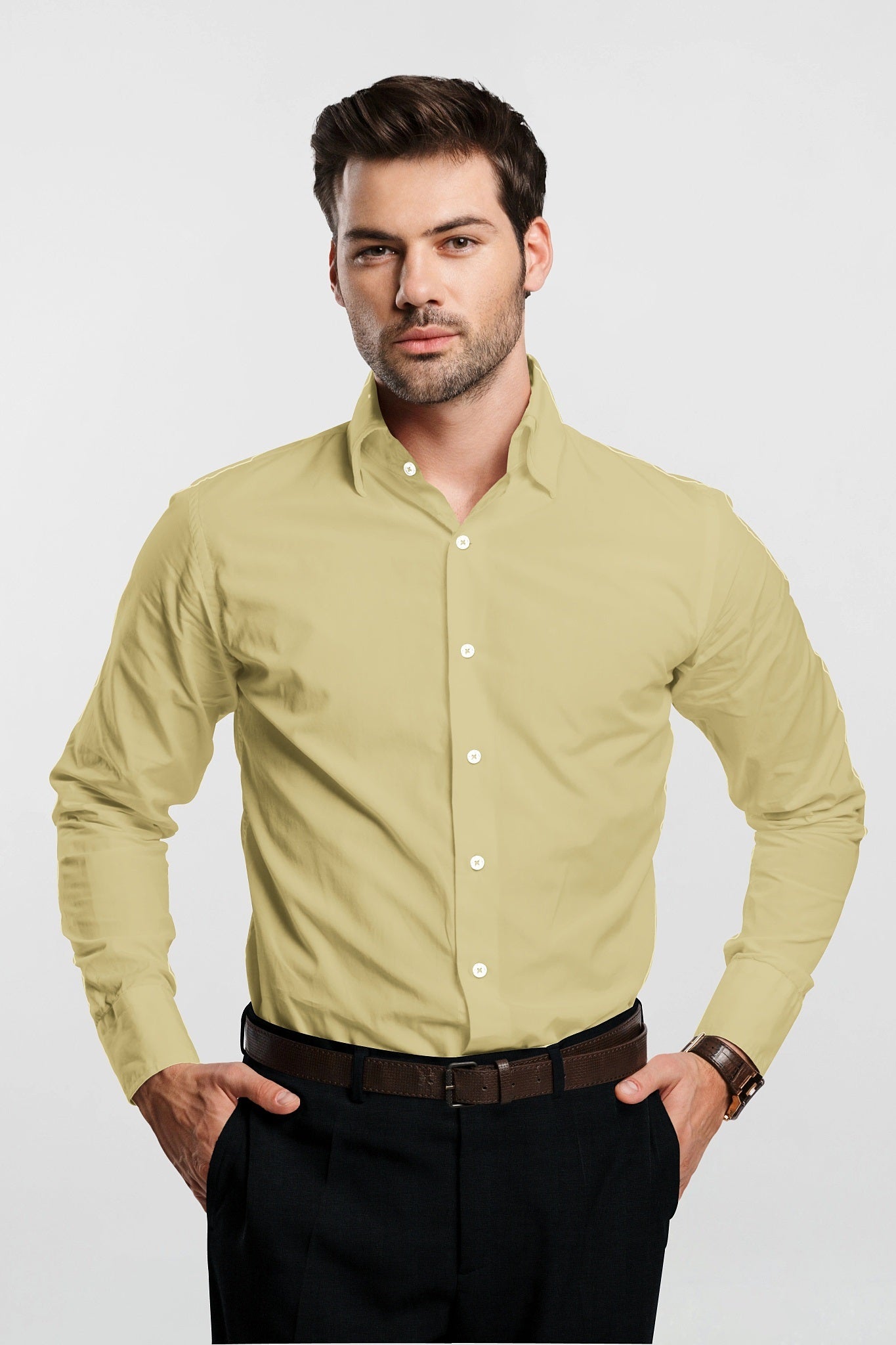 Beige Giza Cotton Shirt