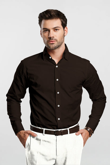 Umber Brown Men's Giza Cotton Shirt