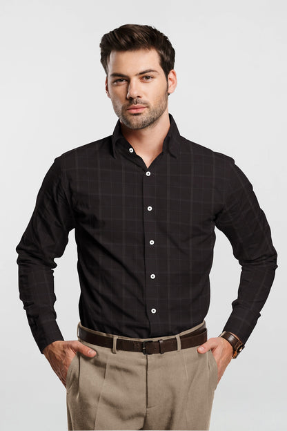 Demitasse Brown and White Checks Premium Giza Cotton Shirt