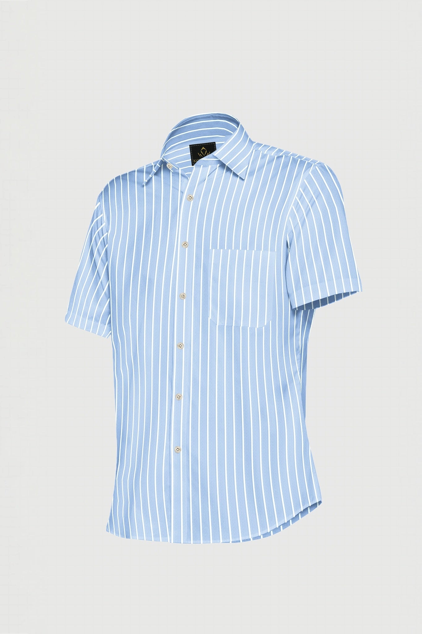 Blizzard Blue and White Wide Pinstripes Cotton Shirt