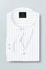 White and Dodger Blue Pin Stripes Mandarin Collar Cotton Shirt