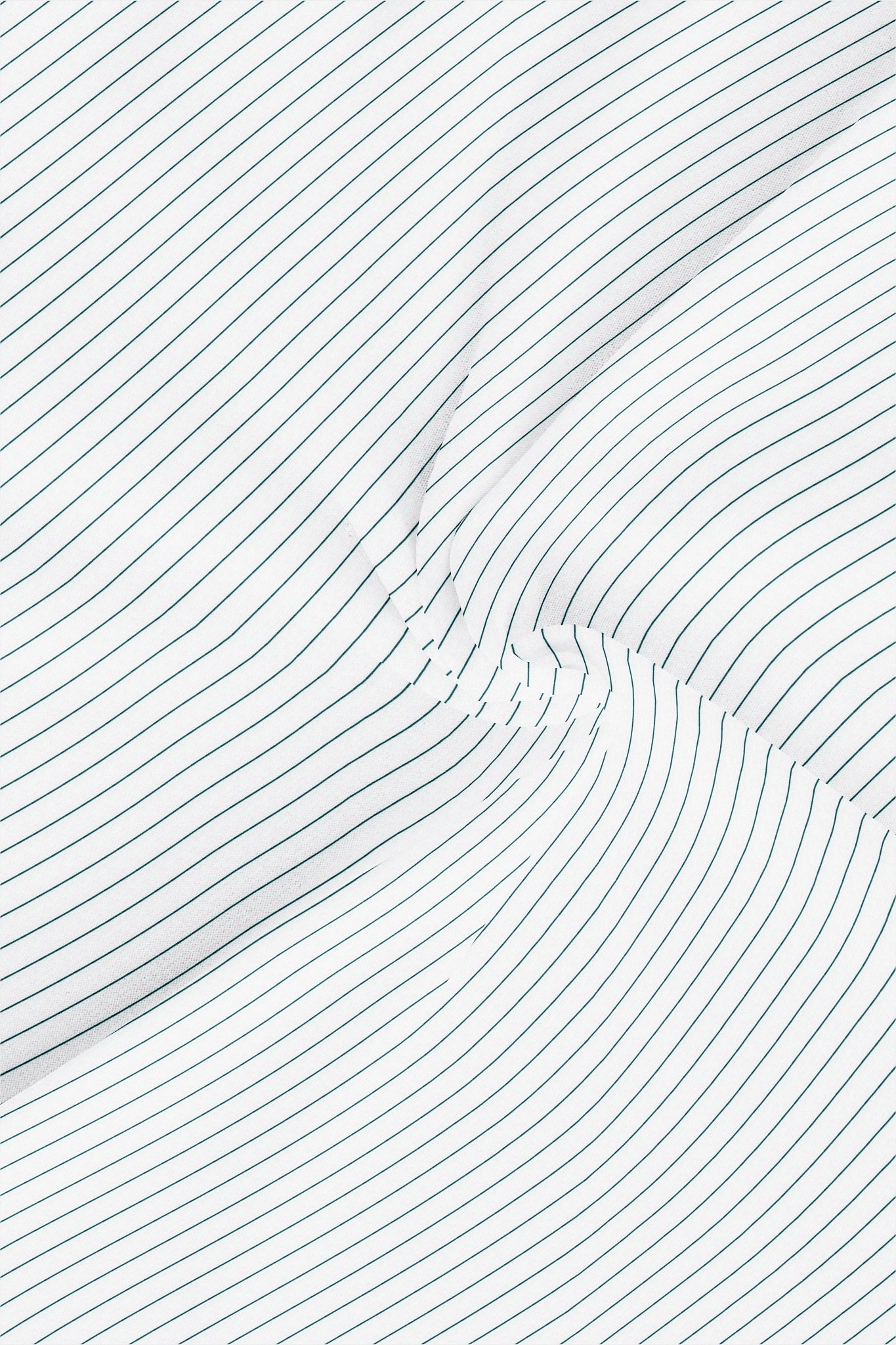 White and Amazon Green Pin Stripes Mandarin Cotton Shirt