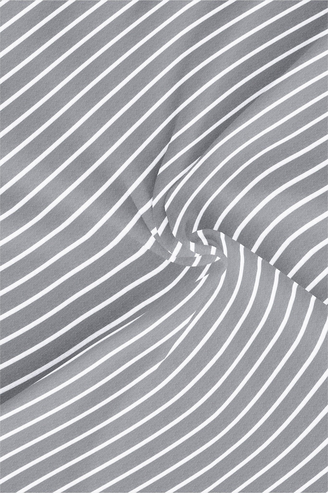 Mirage Gray and Flash White Chalk Stripes Oxford Cotton Shirt