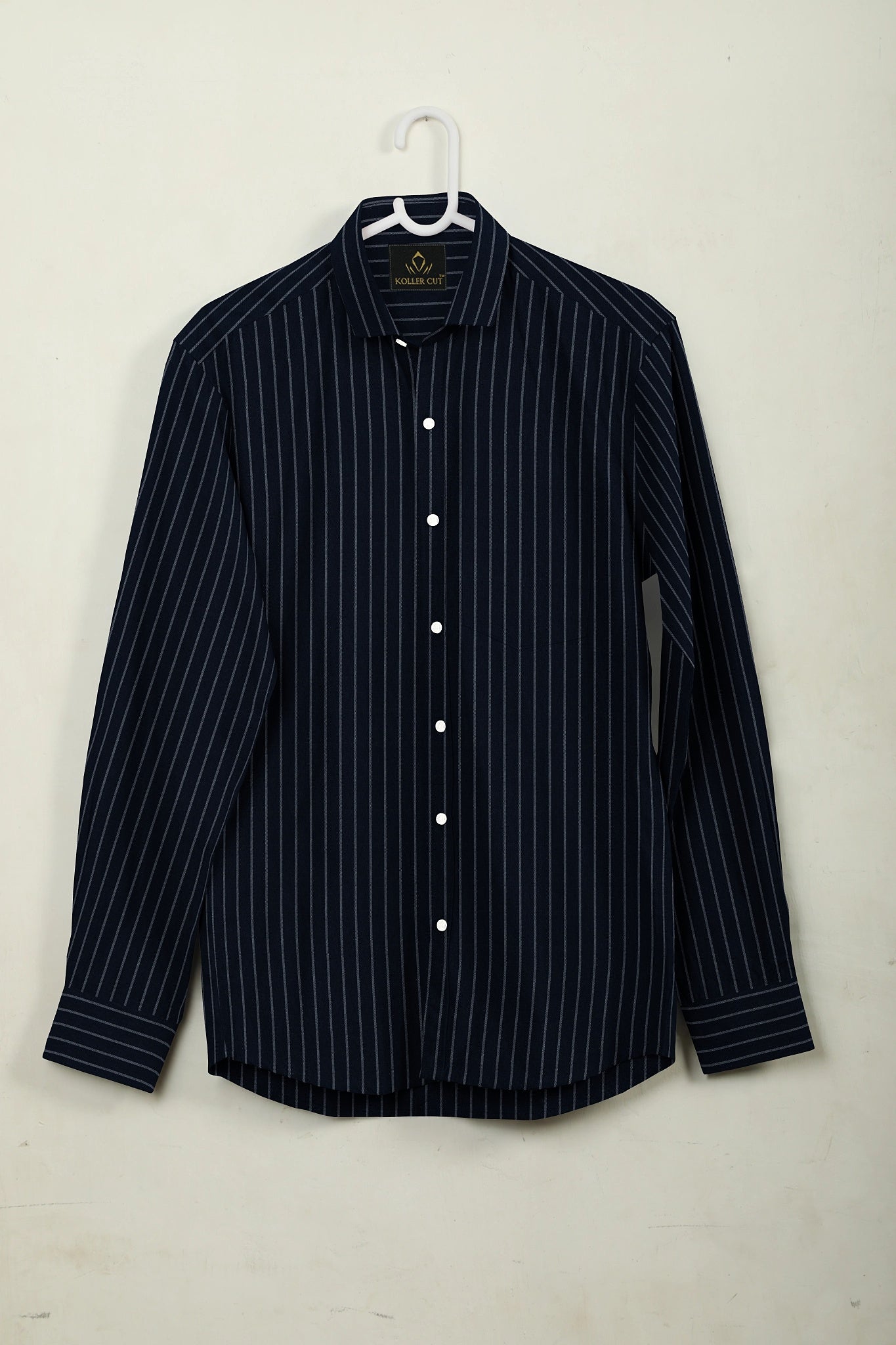 Oxford Blue and Smoke White Stripes Oxford Cotton Shirt