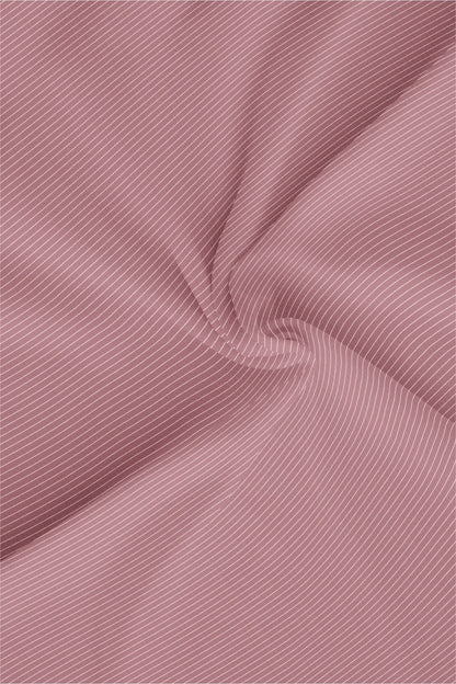Polignac Pink and Salt White Pinstripes Mandarin Collar Cotton Shirt