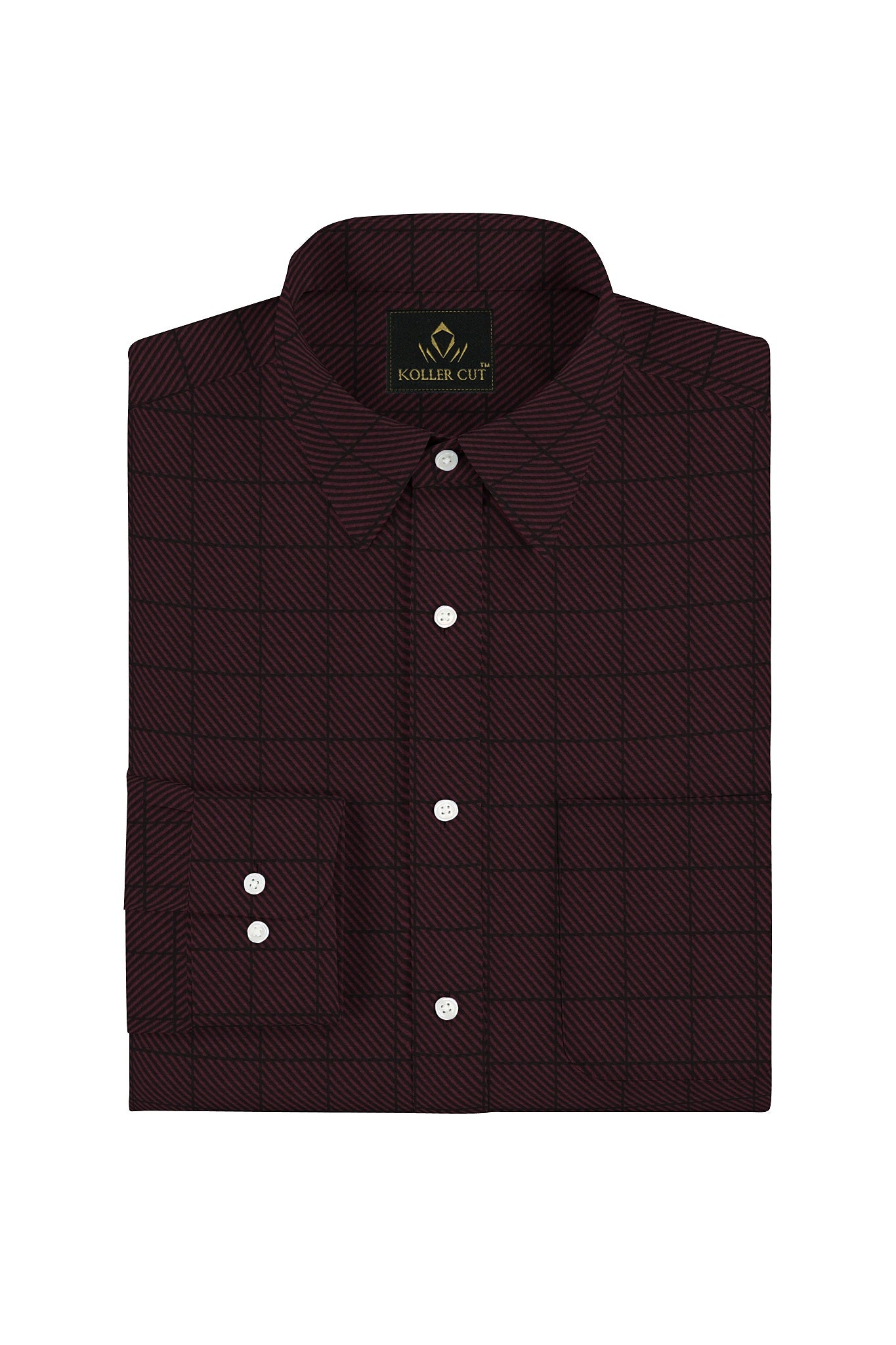 Amaranth Red And Black Windowpane Checks Cotton Premium Egyptian Giza Cotton Shirt