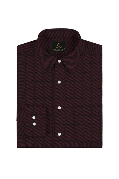 Amaranth Red And Black Windowpane Checks Cotton Premium Egyptian Giza Cotton Shirt