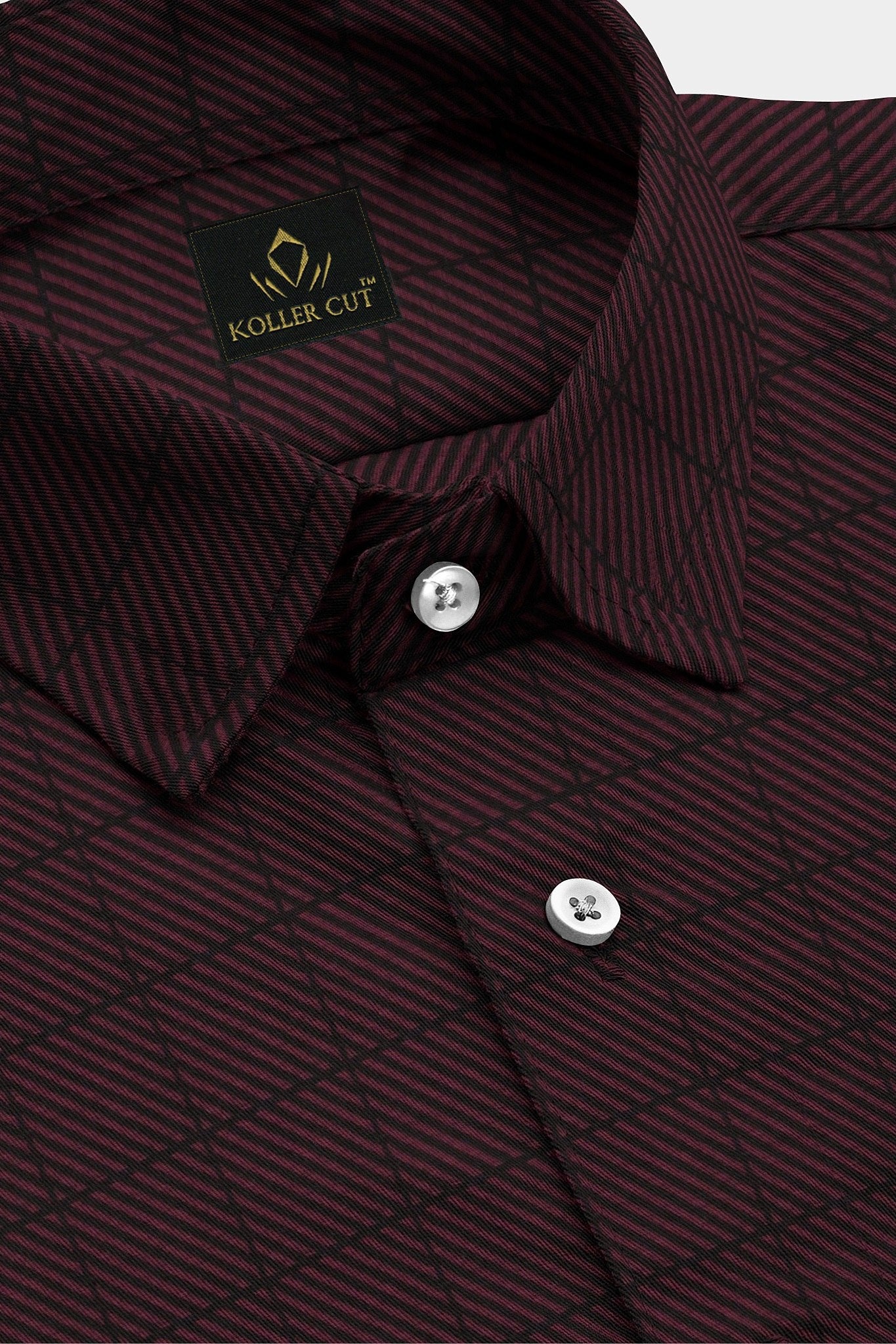 Amaranth Red And Black Windowpane Checks Cotton Premium Egyptian Giza Cotton Shirt