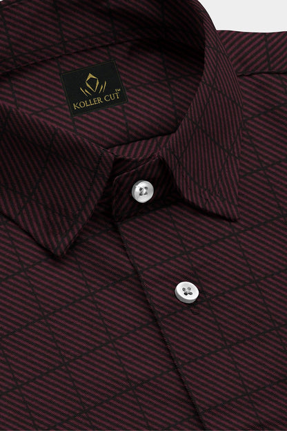 Amaranth Red And Black Windowpane Checks Cotton Premium Egyptian Giza Cotton Shirt