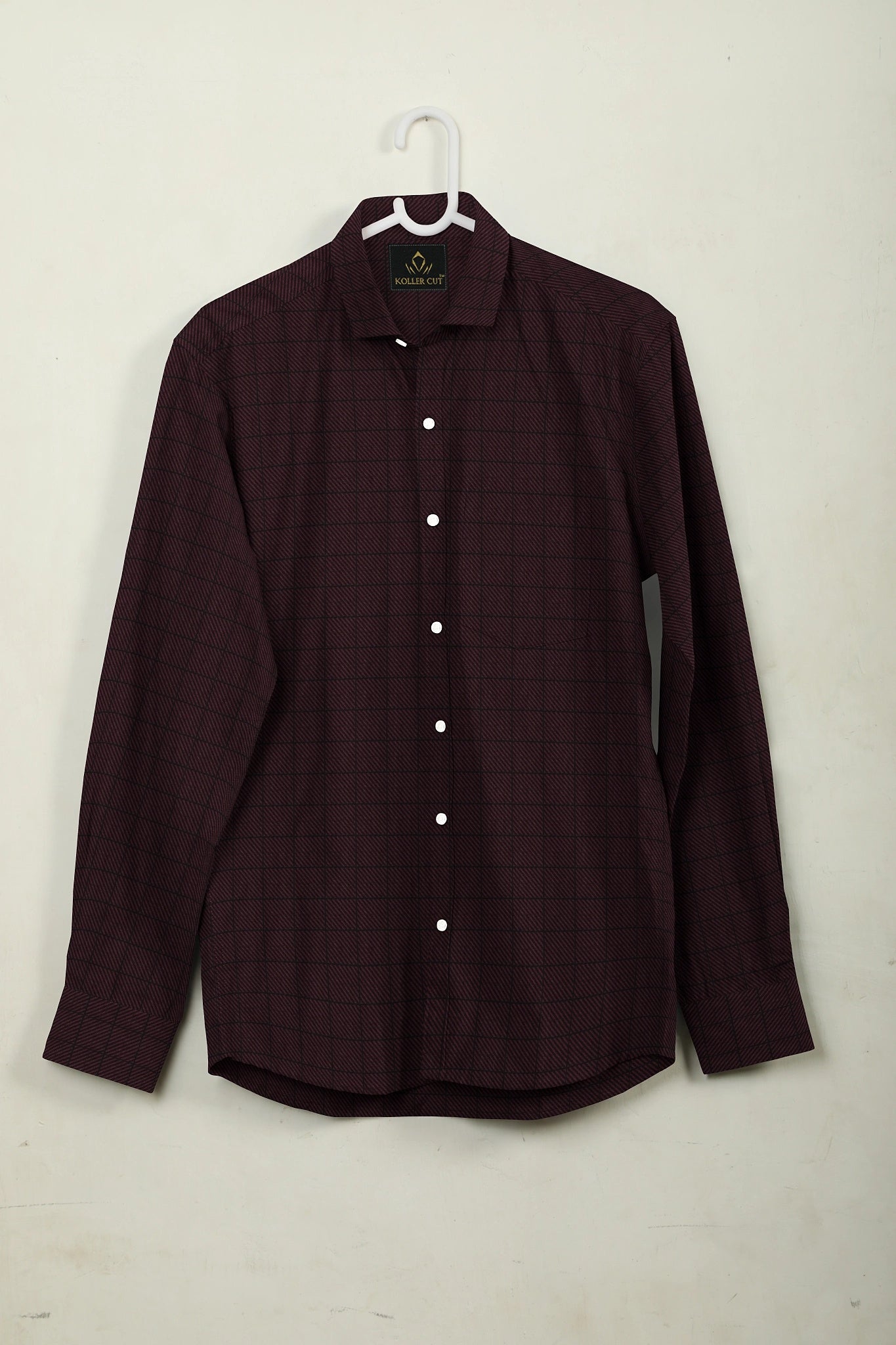 Amaranth Red And Black Windowpane Checks Cotton Premium Egyptian Giza Cotton Shirt
