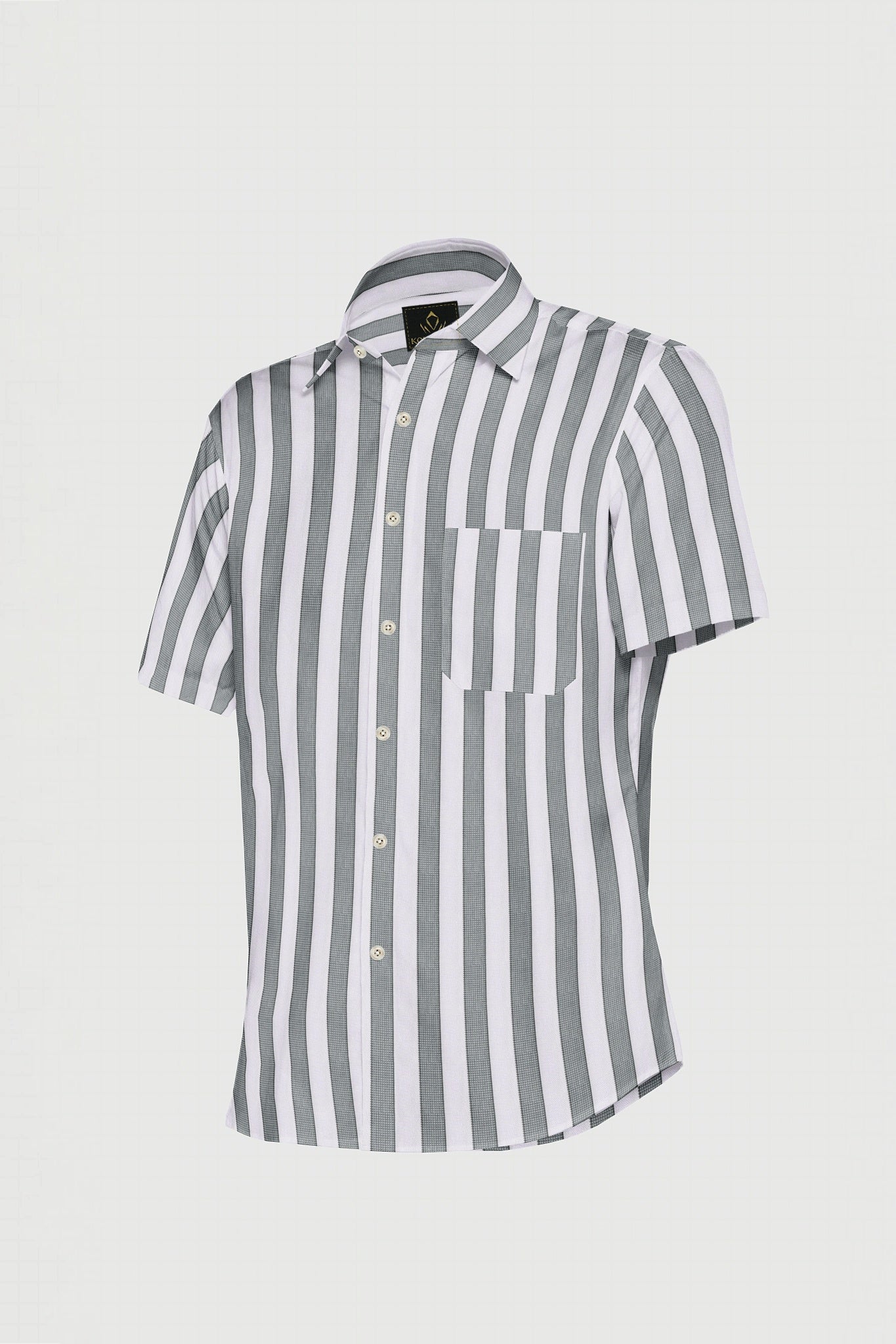 Silver Grey and White stripes Cotton Shirt