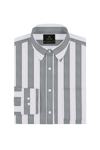 Silver Grey and White stripes Cotton Shirt