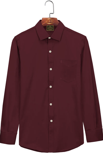 Mulberry Red Solid Plain Mens Cotton Shirt