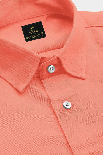 Crepe Pink Solid Plain Men's Cotton Shirt