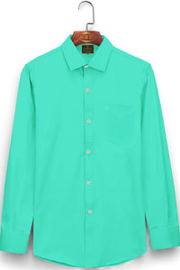 Aquamarine Green Solid Plain Men's Cotton Shirt