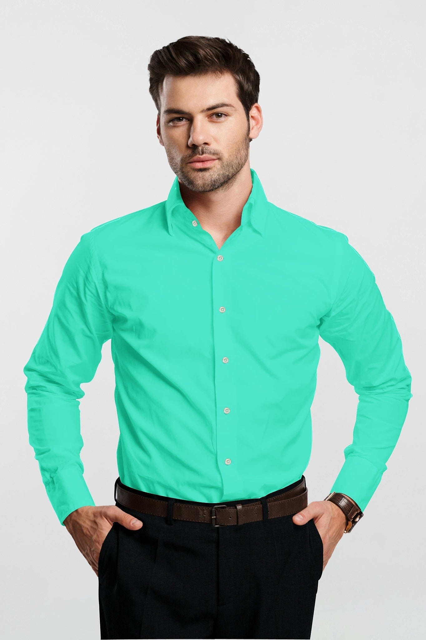 Plain green shirt online mens