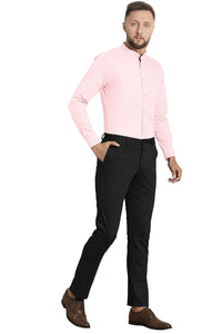 Lemonade Pink Mandarin Collar Solid Plain Men's Cotton Shirt