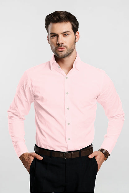 Lemonade Pink Solid Plain Men's Cotton Shirt