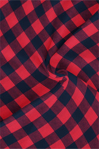 Red with Soot Black Buffalo Checks Men's Cotton Shirt