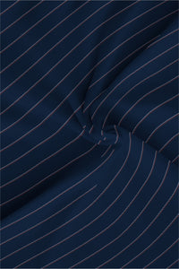 Denim Blue with Rust Red, Black and White Stripes Men's Cotton Shirt