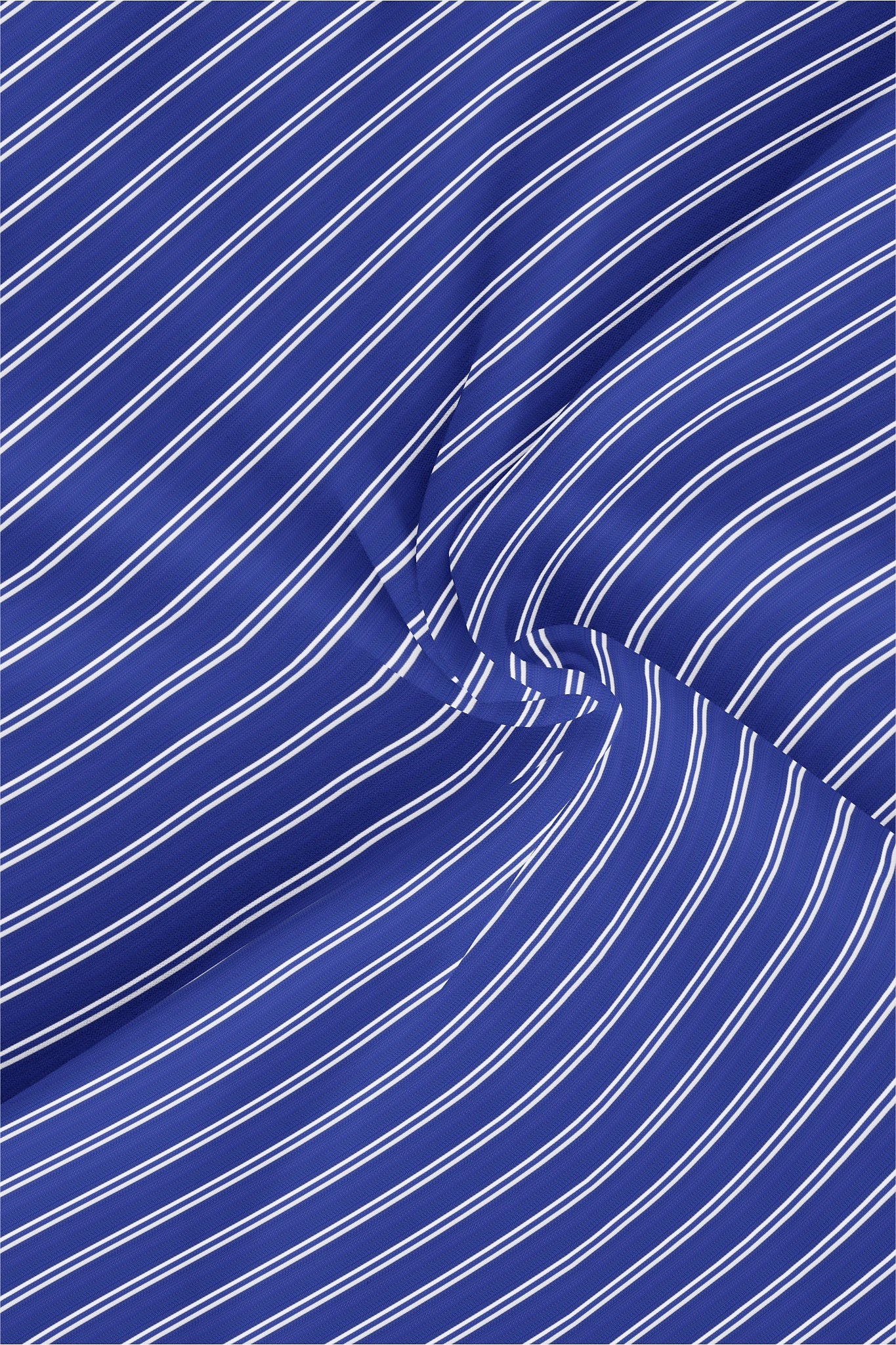 Dark Azure Blue with White Double stripes Men's Cotton shirt