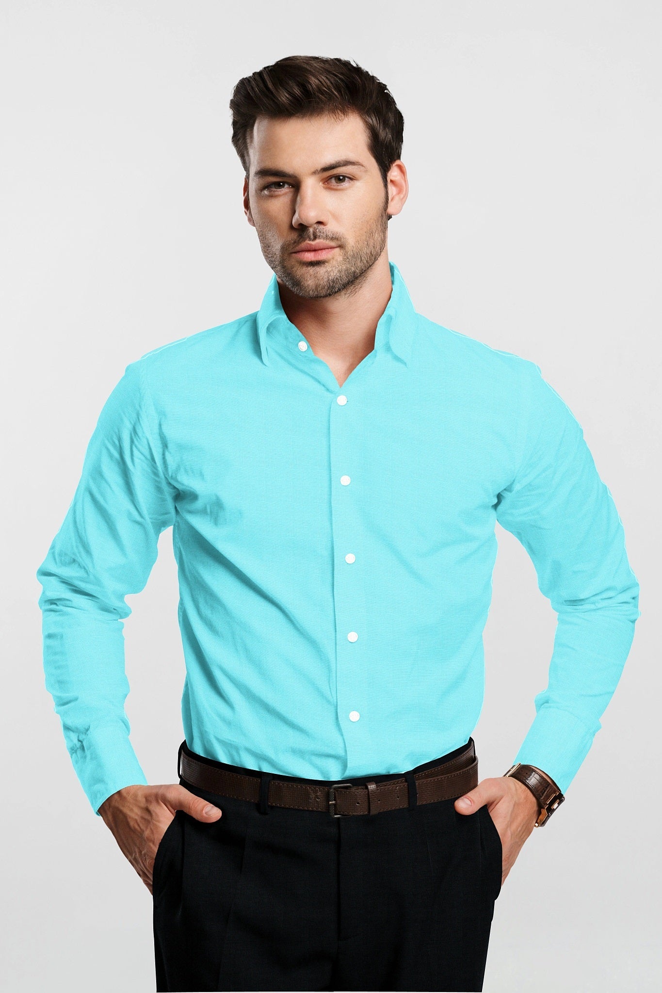 Arctic Blue Men's Luxurious Linen Shirt