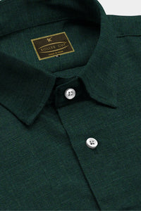 Dark Forest Green Men's Luxurious Linen Shirt