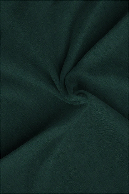 Dark Forest Green Mandarin Collar Men's Luxurious Linen Shirt