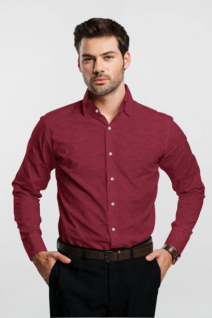Carmine Red Men's Luxurious Linen Shirt