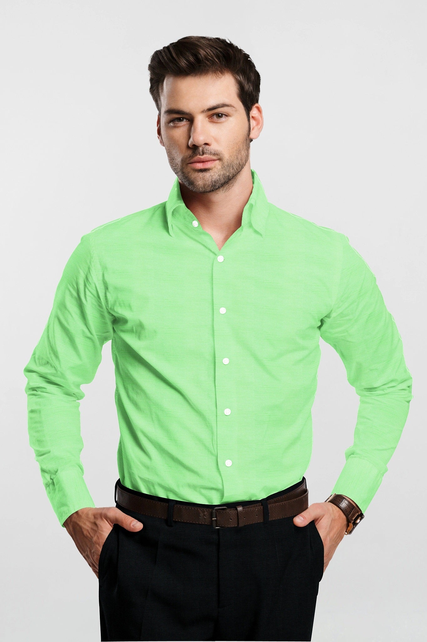 Lime Green Men's Luxurious Linen Shirt