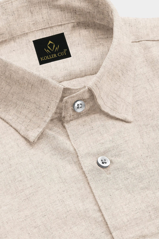 Light Fawn Men's Luxurious Linen Shirt