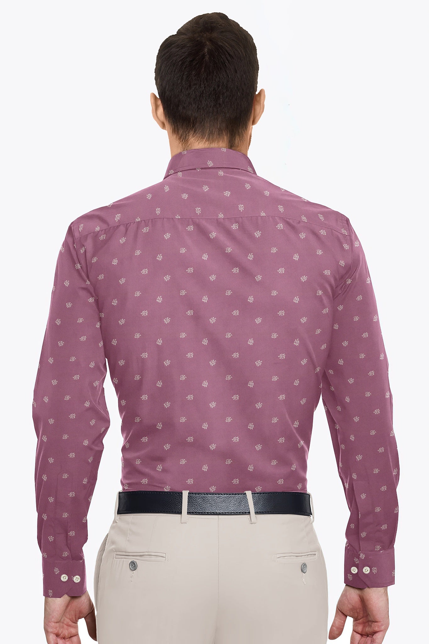 Polignac Pink and White Oleander Plant Printed Cotton Shirt