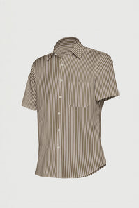 Tortilla Brown and White Pinstripes Men's Cotton Shirt