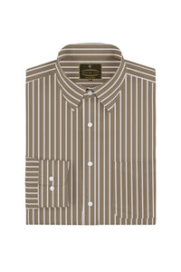 Tortilla Brown and White Pinstripes Men's Cotton Shirt