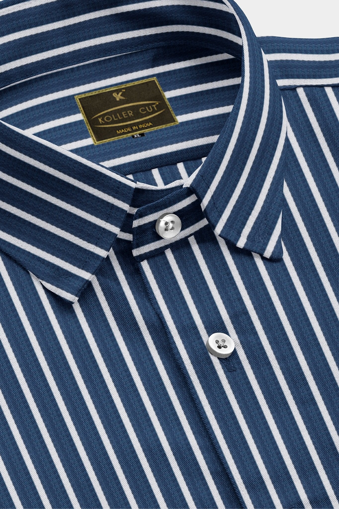 Space Blue and White Pinstripes Men's Cotton Shirt
