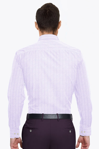 Lavender Purple and White Pinstripes Cotton Shirt