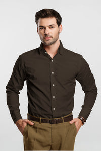 Umber Brown Men's Giza Cotton Shirt