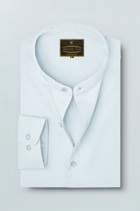 Fog Grey Mandarin Collar Giza Cotton Shirt