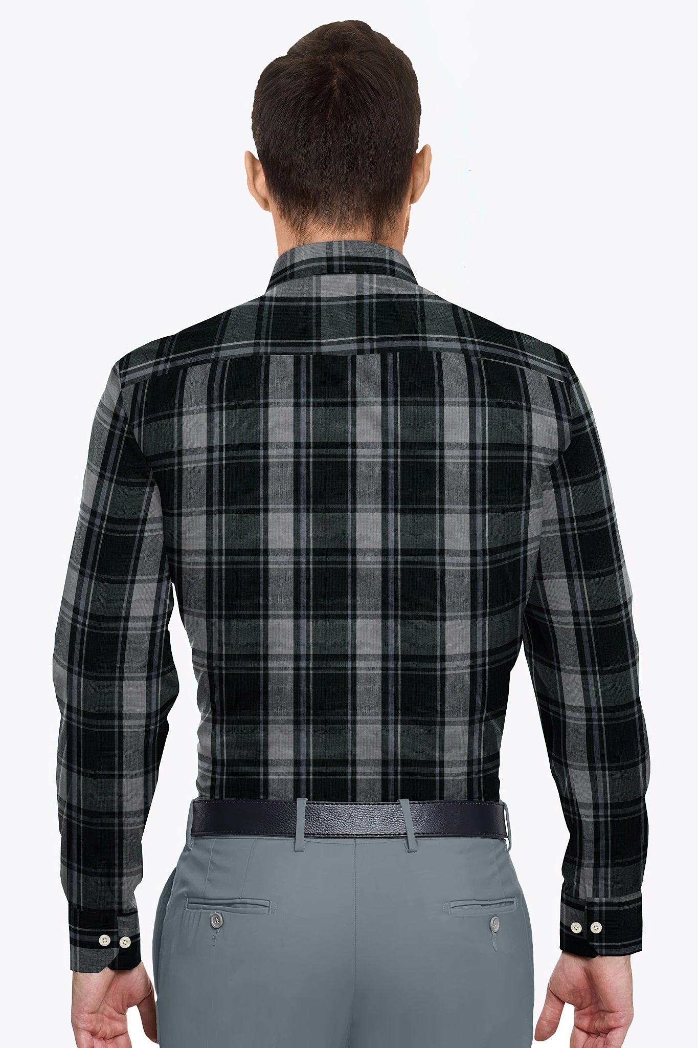 Jade Black and Quartz Grey Plaid Cotton Shirt