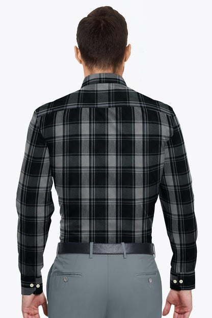 Jade Black and Quartz Grey Plaid Cotton Shirt