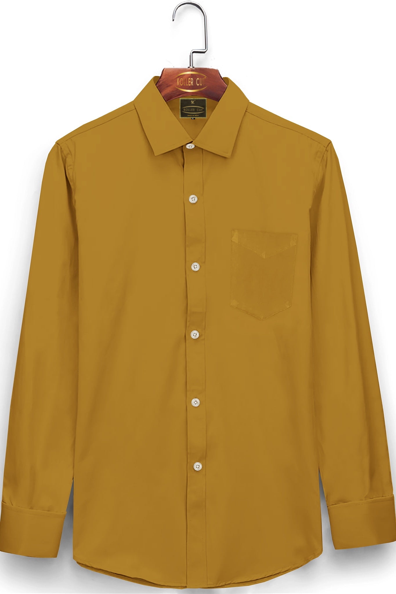 Golden Yellow Solid Cotton Shirt
