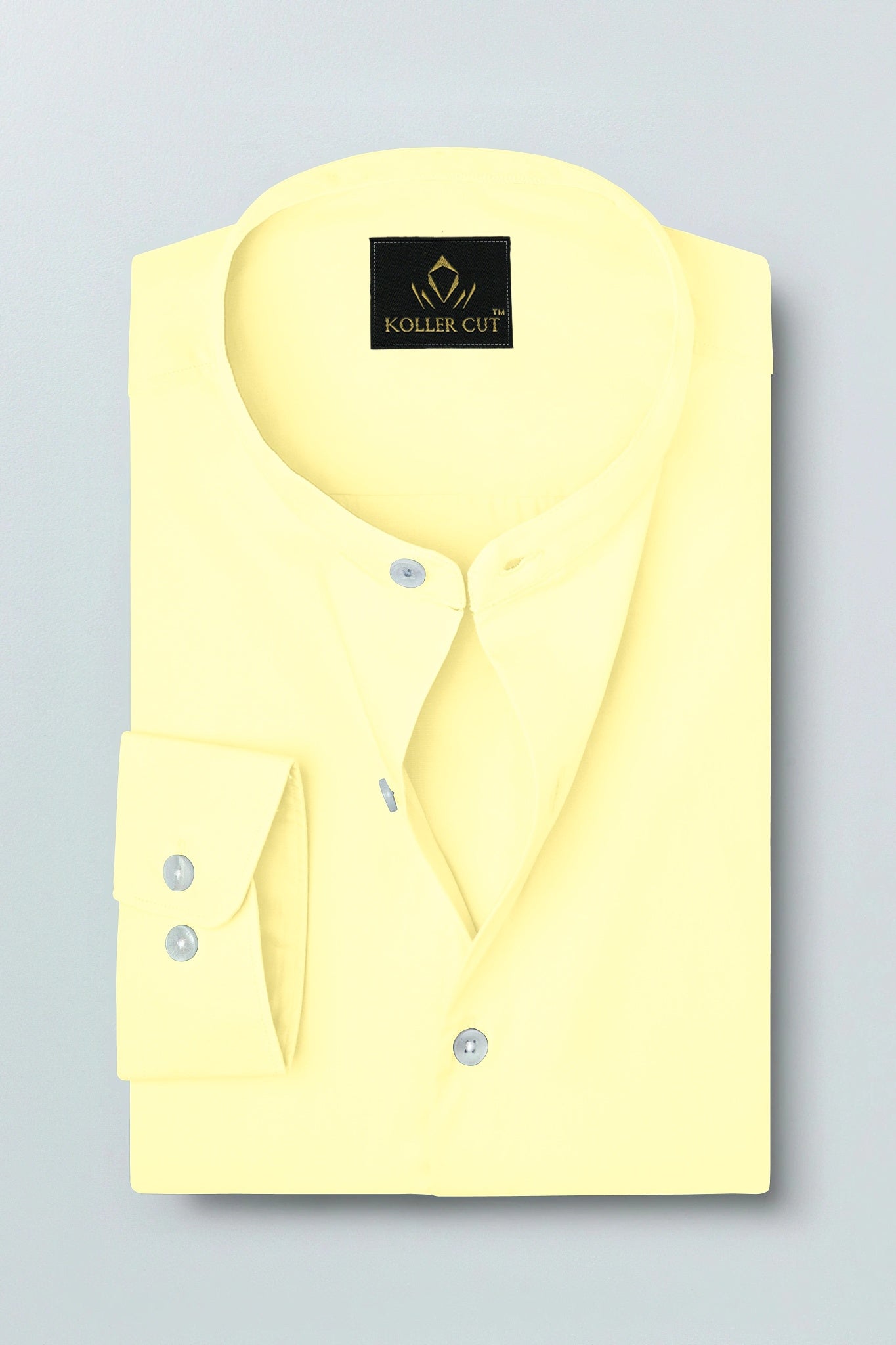 Elfin Yellow Mandarin Giza Cotton Shirt