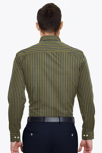 British Khaki and Admiral blue Chalk Stripes Cotton Shirt