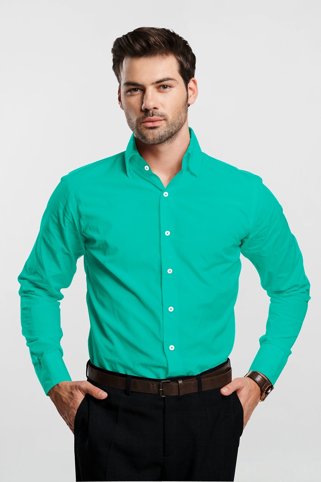 Turquoise Blue Giza Cotton Shirt