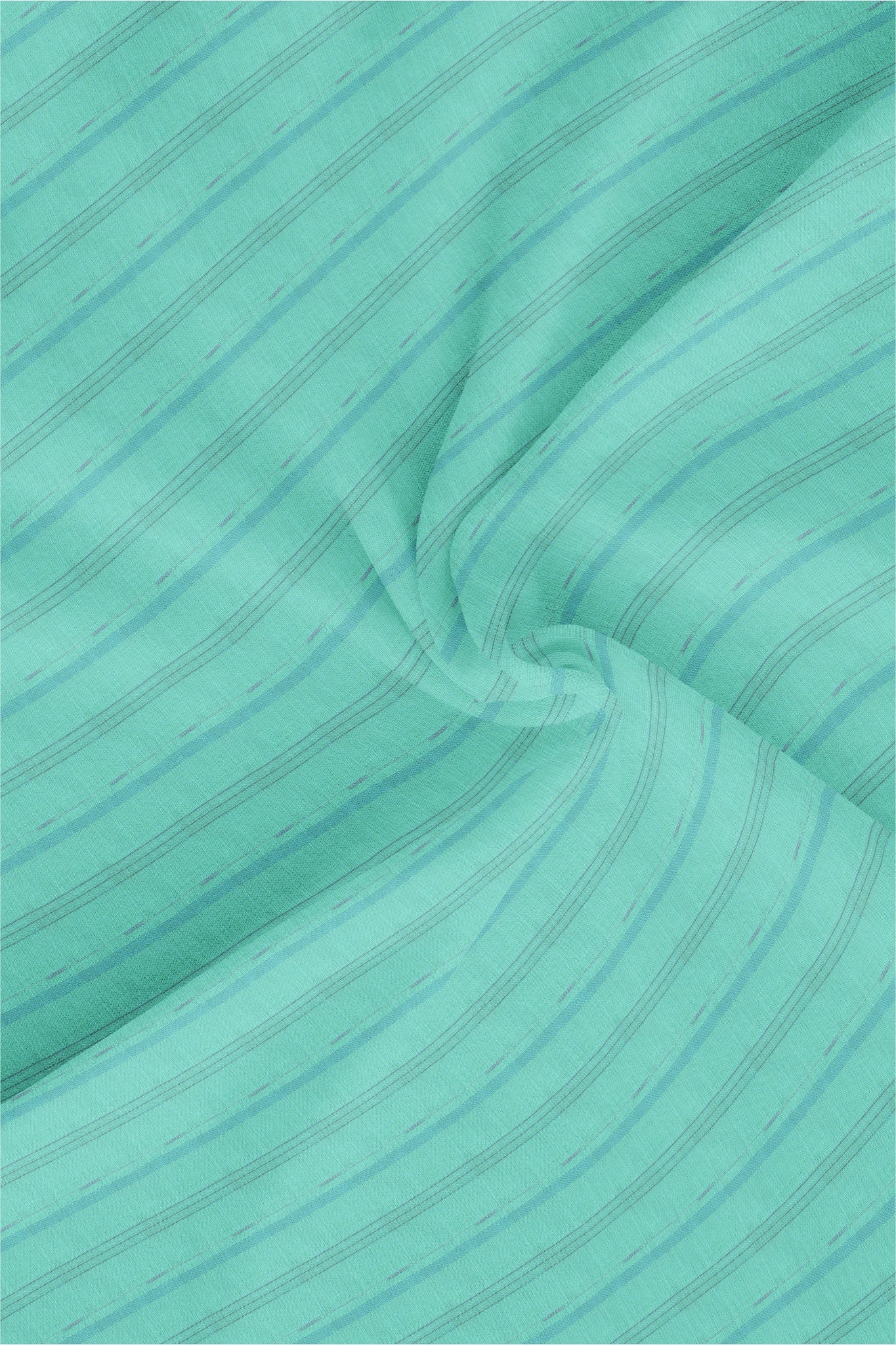 Turquoise with French Blue Wide Stripes Cotton Linen Shirt
