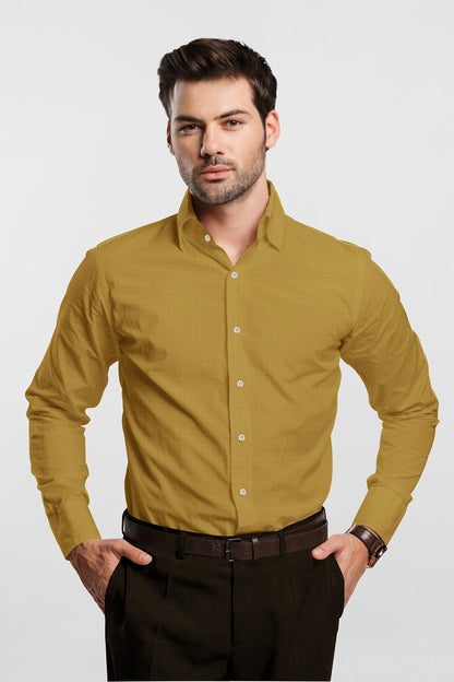 Medallion Yellow Men's Cotton Linen Shirt