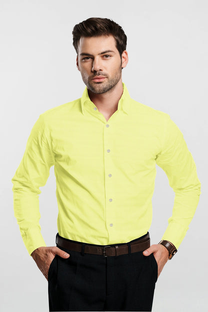 Cyber Green Lime Men's Cotton Linen Shirt