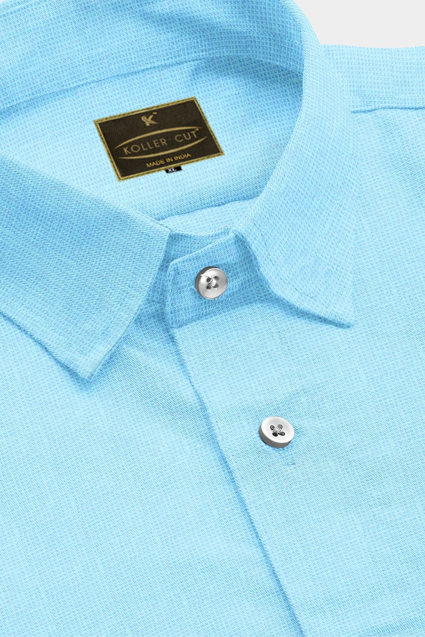 Cyan Blue Men's Cotton Linen Shirt – kollercut