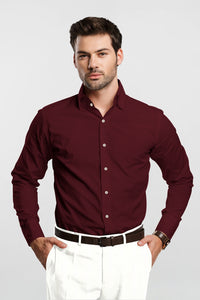 Vermilion Red Men's Cotton Linen Shirt