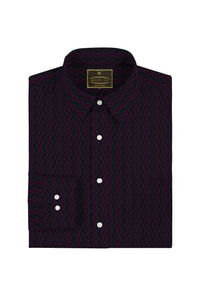 Pitch Black with Purple Wine Chevron Stripes Men's Cotton Shirt